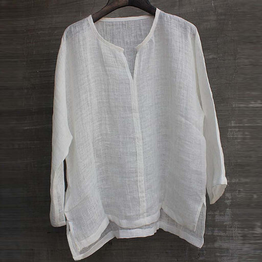 Solid Color Long Sleeve Loose Shirt